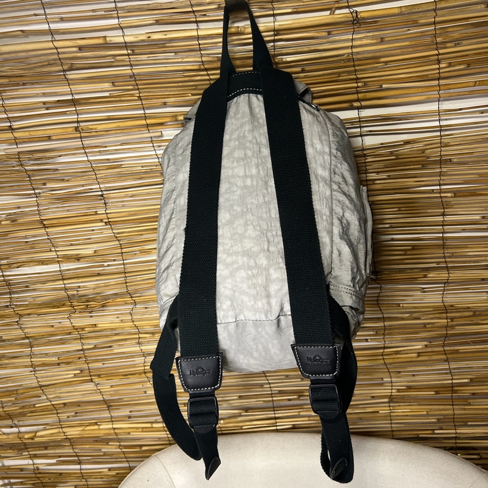 Kipling Light Gray Backpack With Black Accents - image 4
